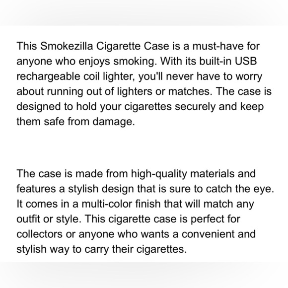 Smokezilla USB Cigarette light/case,push/slide 4 hot coil “Bite the Bullet” logo - Picture 10 of 10